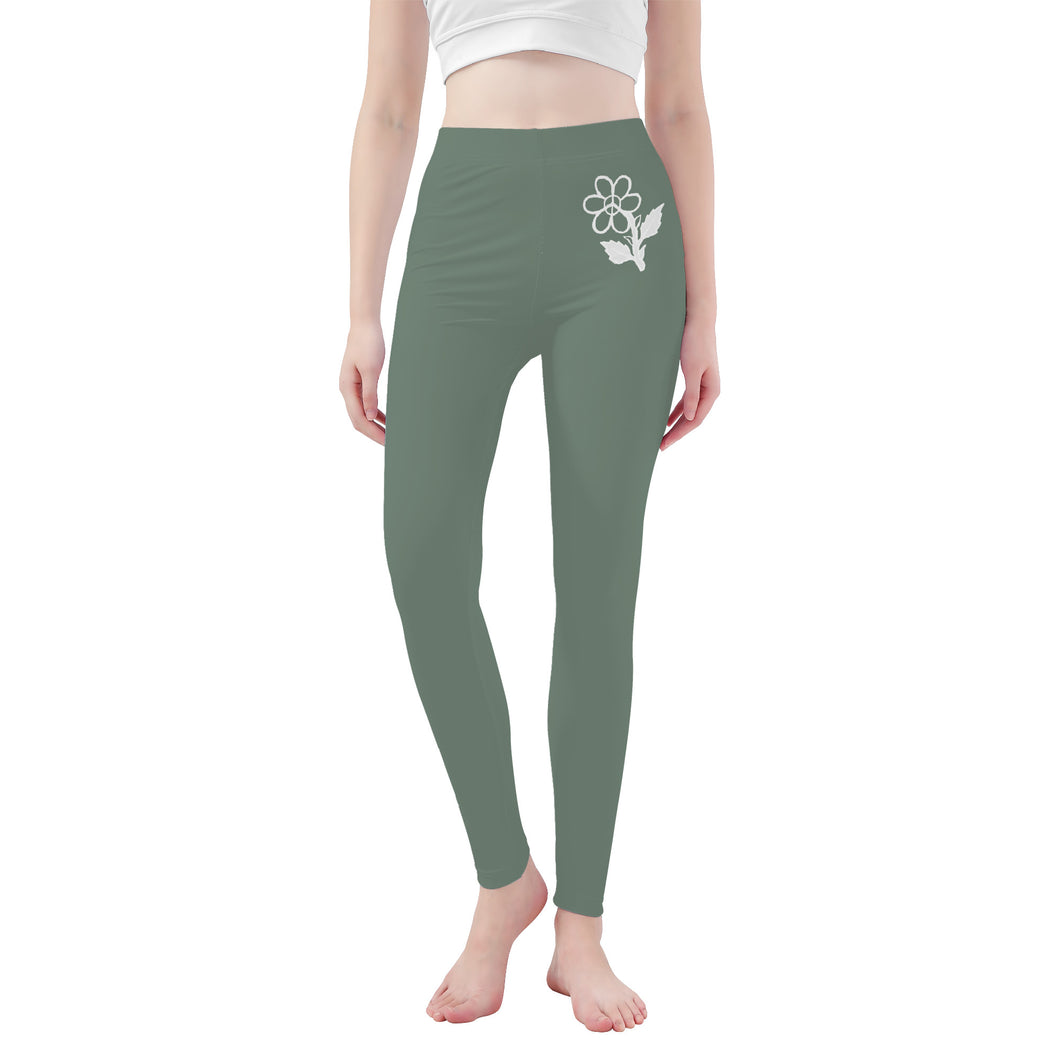 Ti Amo I love you - Exclusive Brand  - Xanadu  -  White Daisy -  Yoga Leggings