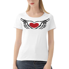 Load image into Gallery viewer, Ti Amo I love you - Exclusive Brand  - White - Skeleton Hands with Heart  -Women&#39;s T shirt - Sizes XS-2XL
