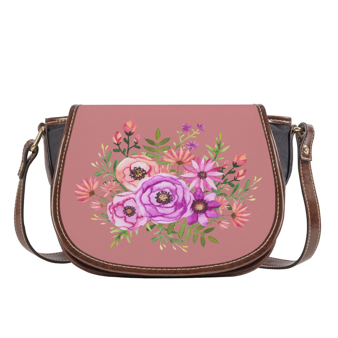 Ti Amo I love you - Exclusive Brand - New York Pink - Floral Bouquet - Saddle Bag