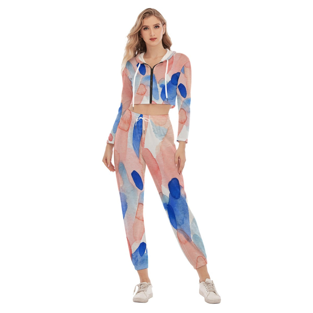 Ti Amo I love you - Exclusive Brand - Women's Crop Hoodie Sports Set