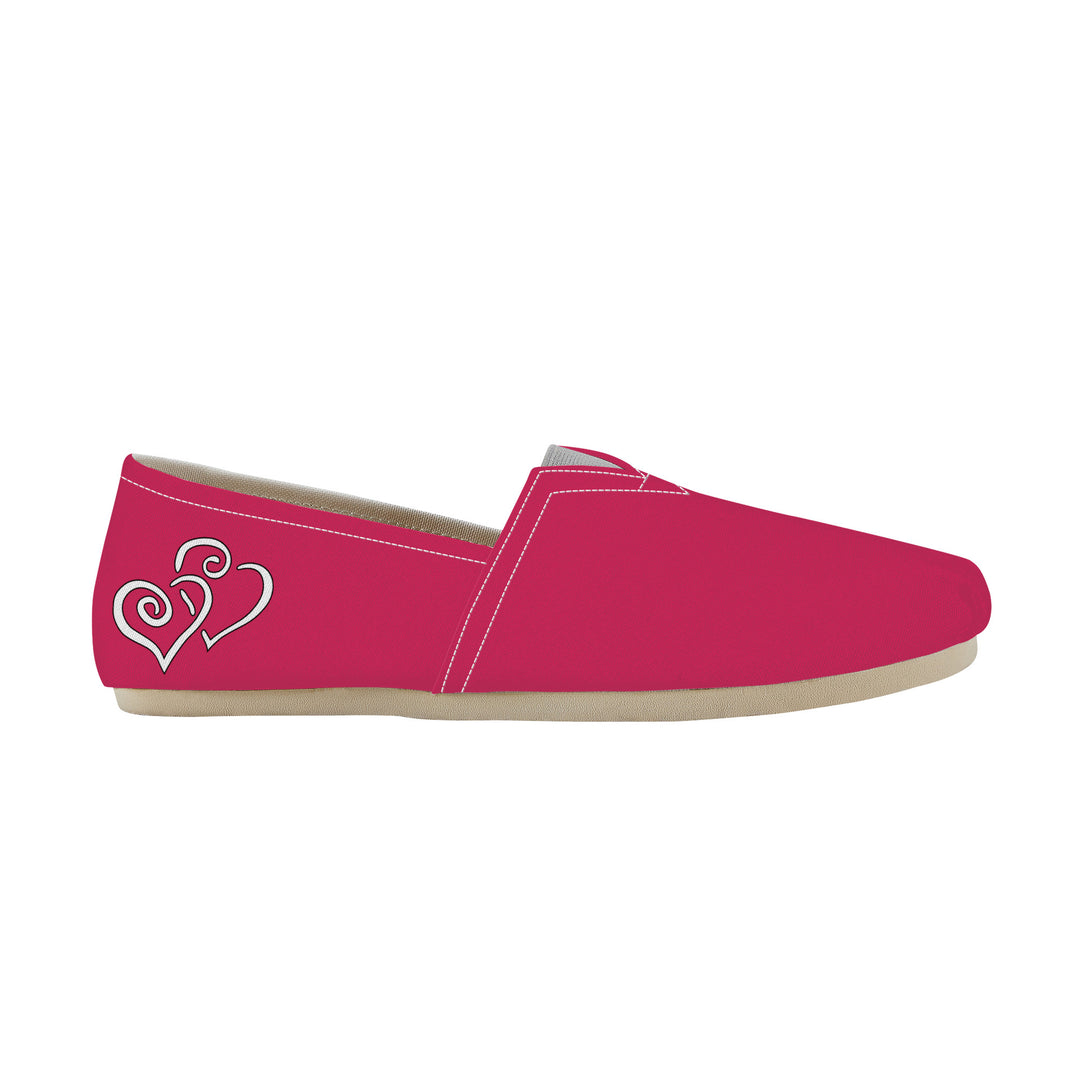Ti Amo I love you - Exclusive Brand - Cerise Red 2 - Double White Heart -  Casual Flat Driving Shoe