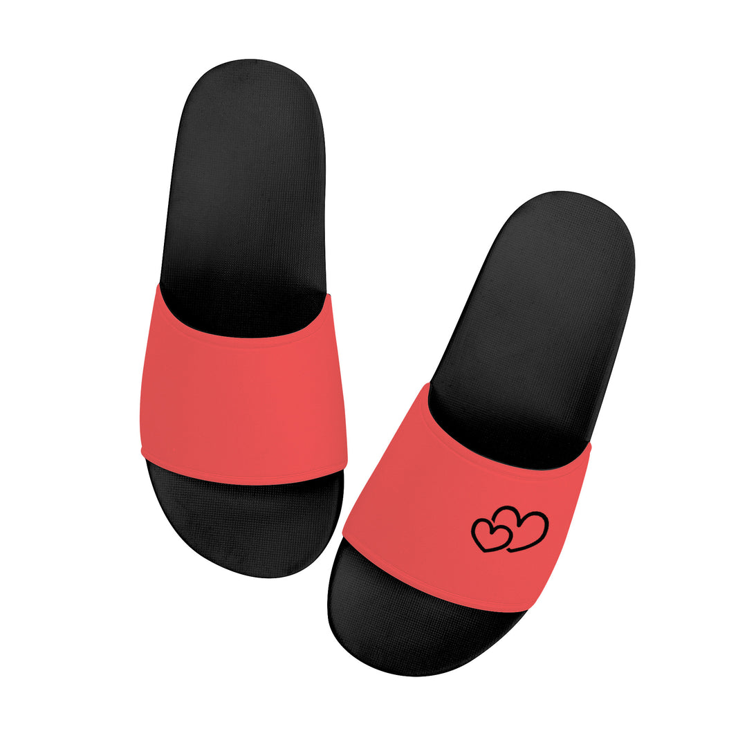 Ti Amo I love you-  Exclusive Brand - Persimmon- Double Black Heart - Slide Sandals - Black Soles