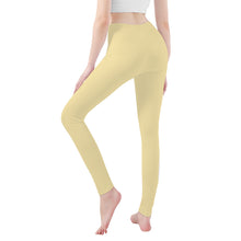 Load image into Gallery viewer, Ti Amo I love you - Exclusive Brand   - Medium Champagne - White Daisy -  Yoga Leggings
