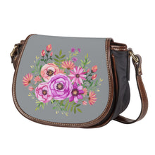 Load image into Gallery viewer, Ti Amo I love you - Exclusive Brand - Pewter - Floral Bouquet - Saddle Bag
