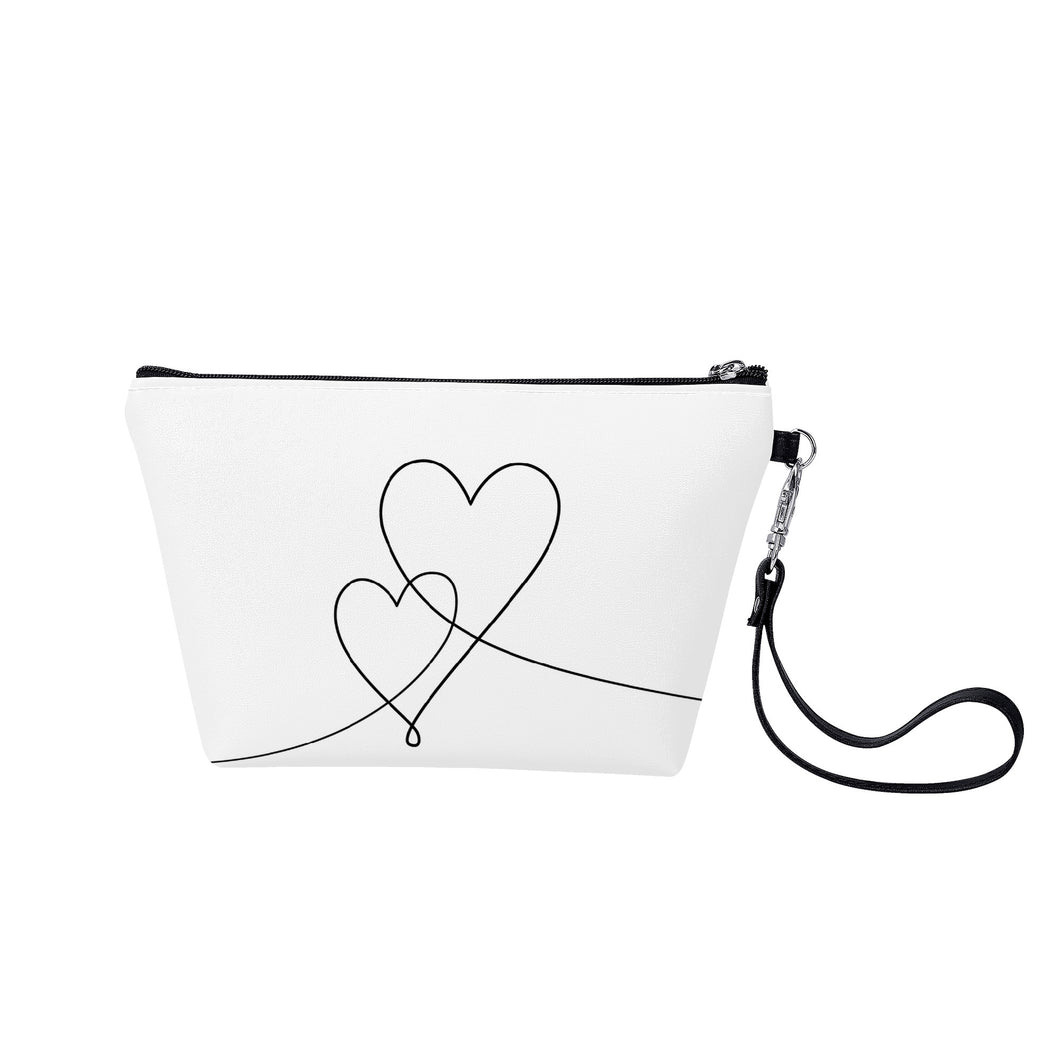 Ti Amo I love you - Exclusive Brand  - White - Double Script Heart - Sling Cosmetic Bag