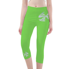 Load image into Gallery viewer, Ti Amo I love you - Exclusive Brand  - Pastel Green - Angry Fish -  Capri Yoga Leggings - Sizes XS-3XL
