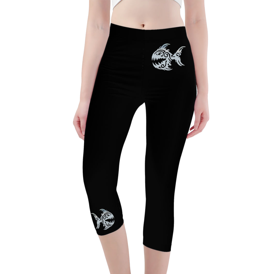 Ti Amo I love you -  Exclusive Brand  - Black - Angry Fish -  Capri Yoga Leggings