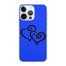 Load image into Gallery viewer, Ti Amo I love you - Exclusive Brand  - Blue Blue Eyes - Double Black Heart -  iPhone 14 Transparent Acrylic Case (3 cameras)
