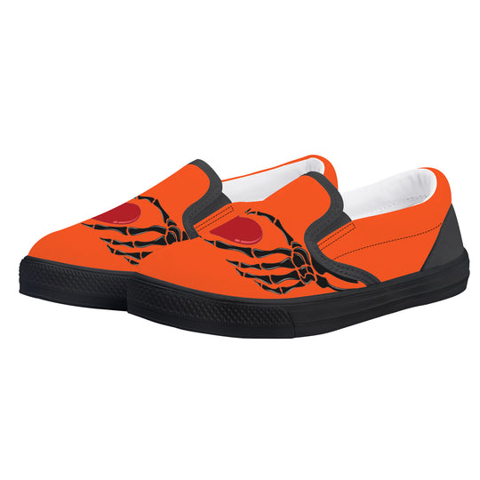 Ti Amo I love you - Exclusive Brand - Orange - Skeleton Hands with Heart - Kids Slip-on shoes - Black Soles