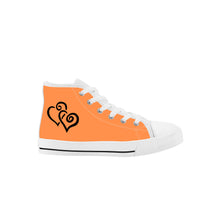 Load image into Gallery viewer, Ti Amo I love you - Exclusive Brand - Coral- Double Black Heart - Kids High Top Canvas Shoes
