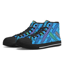 Load image into Gallery viewer, Ti Amo I love you - Exclusive Brand - Medium Cyan Blue - Deco Dots - High-Top Canvas Shoes - Black Soles
