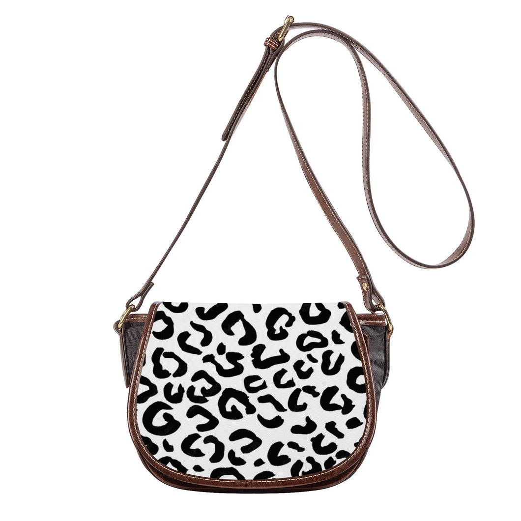 Ti Amo I love you - Exclusive Brand - White & Black Animal Pattern - Saddle Bag