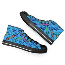 Load image into Gallery viewer, Ti Amo I love you - Exclusive Brand - Medium Cyan Blue - Deco Dots - High-Top Canvas Shoes - Black Soles
