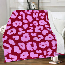 Load image into Gallery viewer, Ti Amo I love you -  Exclusive Brand- Burgundy &amp; Lavender Rose Animal Print -Micro Fleece Blankets
