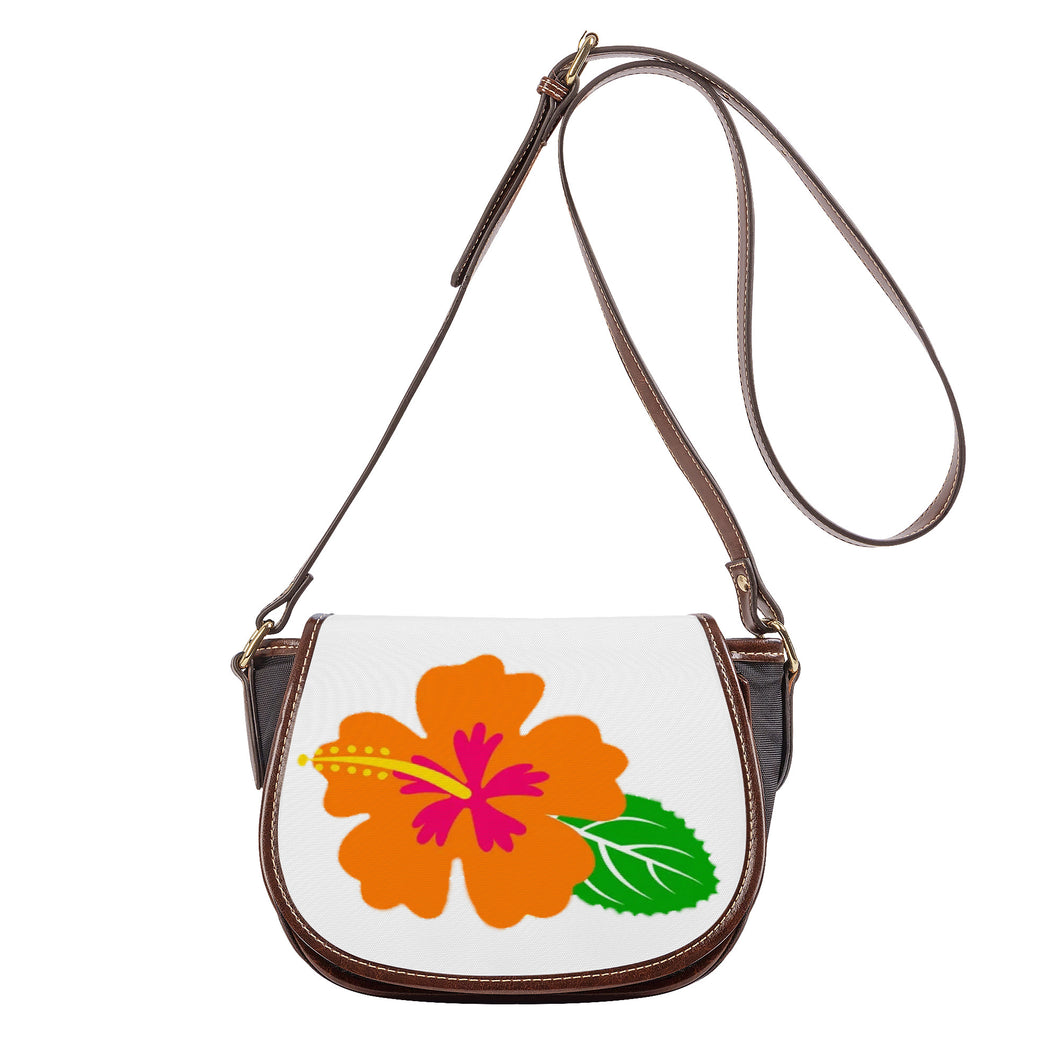 Ti Amo I love you - Exclusive Brand - White - Hawaiian Flower -  Saddle Bag