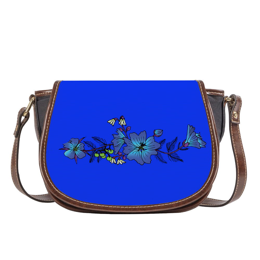 Ti Amo I love you - Exclusive Brand  - Blue Blue Eyes - Blue Floral -  Saddle Bag