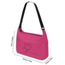 Load image into Gallery viewer, Ti Amo I love you - Exclusive Brand - Magenta Rose - Double Script Heart - Journey Computer Shoulder Bag
