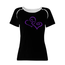 Load image into Gallery viewer, Ti Amo I love you - Exclusive Brand  - Black - Double Purple Heart -  Women&#39;s T shirt
