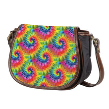 Load image into Gallery viewer, Ti Amo I love you - Exclusive Brand - Rainbow Swirled Tie-Dye Pattern - Saddle Bag
