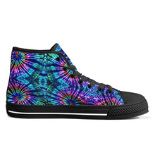 Load image into Gallery viewer, Ti Amo I love you - Exclusive Brand - Blue Zodiac, Curious Blue, Malachite, Purple Heart -Tie-Dye - High-Top Canvas Shoes - Black
