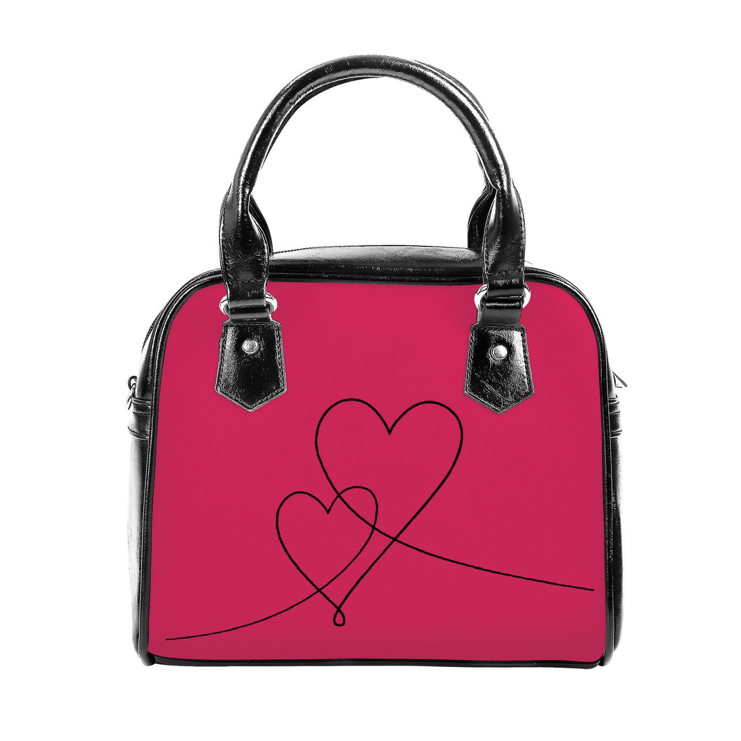 Ti Amo I love you - Exclusive Brand - Cerise Red 2 - Double Script Heart -  Shoulder Handbag