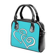 Load image into Gallery viewer, Ti Amo I love you - Exclusive Brand - Picton Blue - Double White Heart - Shoulder Handbag
