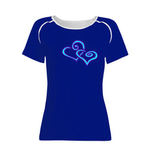 Load image into Gallery viewer, Ti Amo I love you - Exclusive Brand - Dark Imperial Blue- Double Cyan Heart - Women&#39;s T shirt
