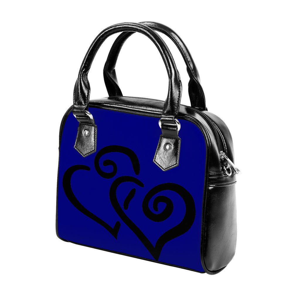 Ti Amo I love you - Exclusive Brand - Dark Blue 2 - Double Black Heart -  Shoulder Handbag