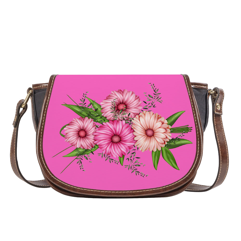 Ti Amo I love you - Exclusive Brand - Hot Pink - Pink Floral - Saddle Bag