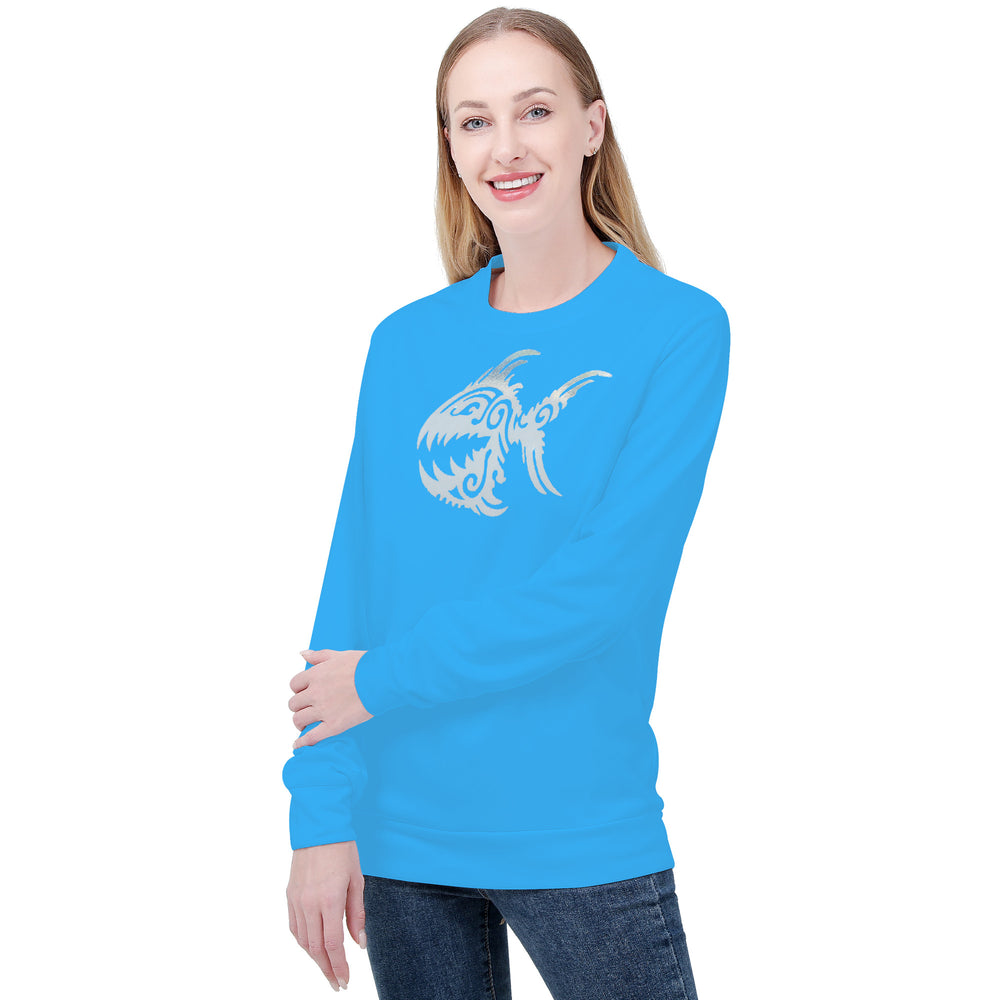 Ti Amo I love you - Exclusive Brand - Medium Cyan Blue - Angry Fish -  Women's Sweatshirt