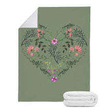 Load image into Gallery viewer, Ti Amo I love you - Exclusive Brand - Battleship Gray - Floral Heart -  Blankets
