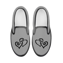 Load image into Gallery viewer, Ti Amo I love you - Exclusive Brand - Silver Chalice - Double Black Heart - Kids Slip-on shoes - Black Soles
