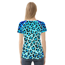 Load image into Gallery viewer, Ti Amo I love you - Exclusive Brand  - Curious Blue / Bright Turquoise  / Ice Cold Leopard - Women&#39;s T shirt
