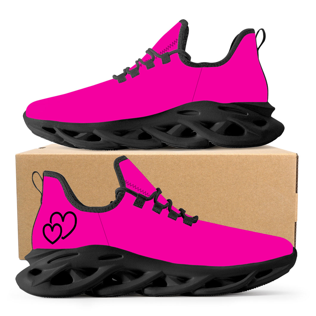 Ti Amo I love you  - Exclusive Brand  - Hollywood Cerise- Double Black Heart -  Flex Control Sneaker - Black Soles