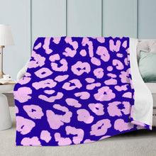 Load image into Gallery viewer, Ti Amo I love you Exclusive Brand  - Dark Blue &amp; Mauve Animal Pattern - Micro Fleece Blankets
