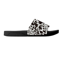 Load image into Gallery viewer, Ti Amo I love you  - Exclusive Brand - White with Black &amp; Spicy Mix Animal Spots  - Slide Sandals - Black Soles
