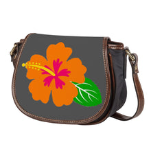 Load image into Gallery viewer, Ti Amo I love you - Exclusive Brand  - Davy&#39;s Grey - Hawaiian Flower -  Saddle Bag
