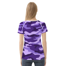 Load image into Gallery viewer, Ti Amo I love you - Exclusive Brand  - Minsk, Grape 2, Mauve 2, Fushia Blue &amp; Jacarta Camouflage - Women&#39;s T shirt
