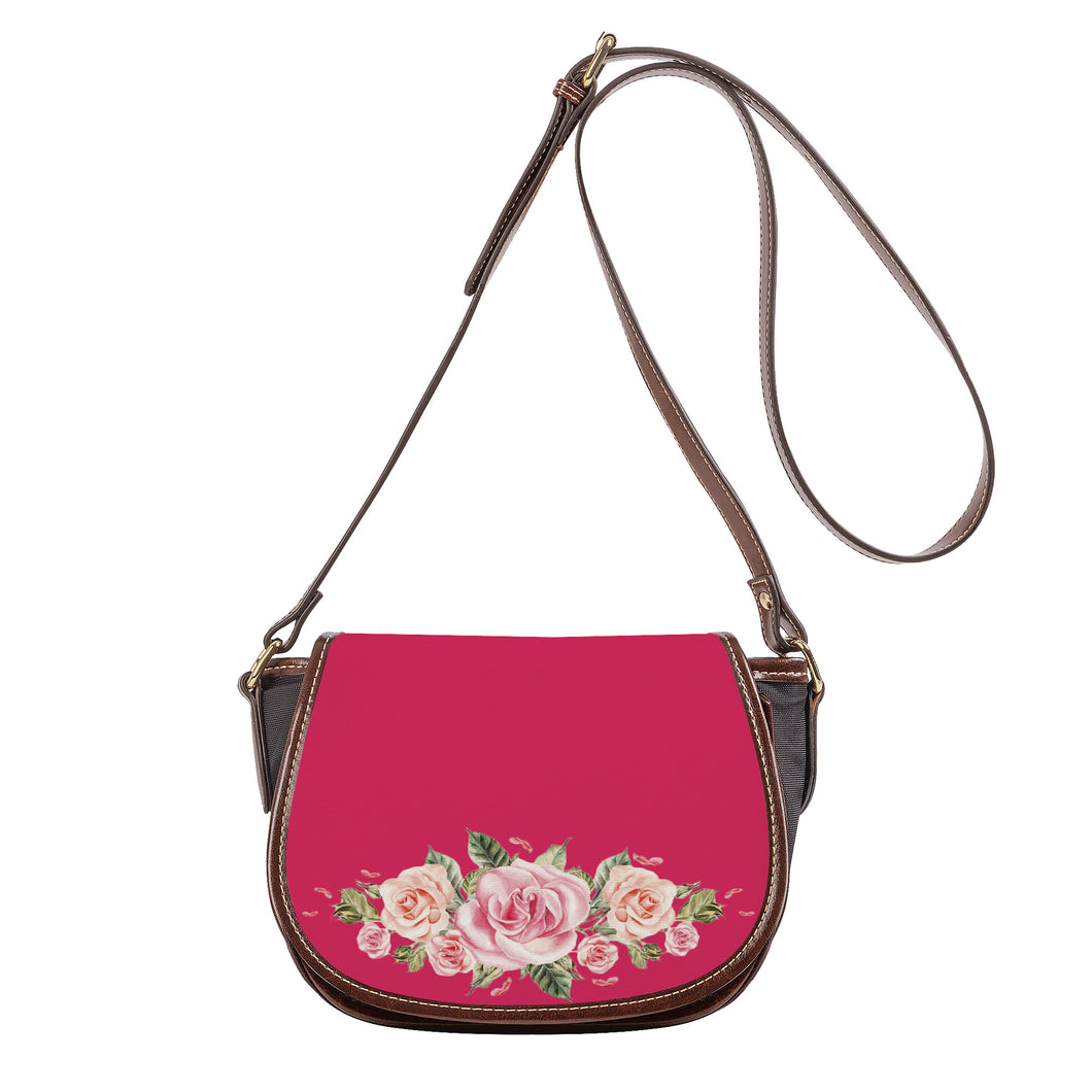 Ti Amo I love you - Exclusive Brand - Cerise Red 2 - Roses - Saddle Bag