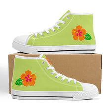 Load image into Gallery viewer, Ti Amo I love you - Exclusive Brand - Hawaiian Flower - Womens High-Top Canvas Shoes - White Soles
