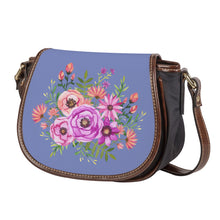 Load image into Gallery viewer, Ti Amo I love you - Exclusive Brand - Deep Periwinkle - Floral Bouquet -  Saddle Bag
