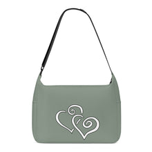 Load image into Gallery viewer, Ti Amo I love you - Exclusive Brand - Metallic Green - Double White Heart - Journey Computer Shoulder Bag
