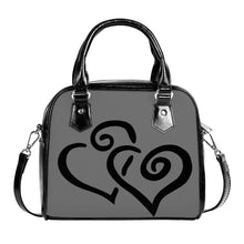 Load image into Gallery viewer, Ti Amo I love you - Exclusive Brand  - Dove Gray - Double Black Heart -  Shoulder Handbag
