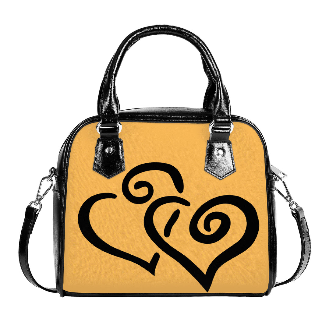 Ti Amo I love you - Exclusive Brand - Light Orange - Double Black Heart -  Shoulder Handbag