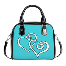 Load image into Gallery viewer, Ti Amo I love you - Exclusive Brand - Picton Blue - Double White Heart - Shoulder Handbag
