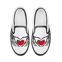 Load image into Gallery viewer, Ti Amo I love you - Exclusive Brand  - White - Skeleton Hands with Heart  - Kids Slip-on shoes - Black Soles
