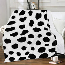 Load image into Gallery viewer, Ti Amo I love you - Exclusive Brand - White with Black Cow Spots - Micro Fleece Blankets
