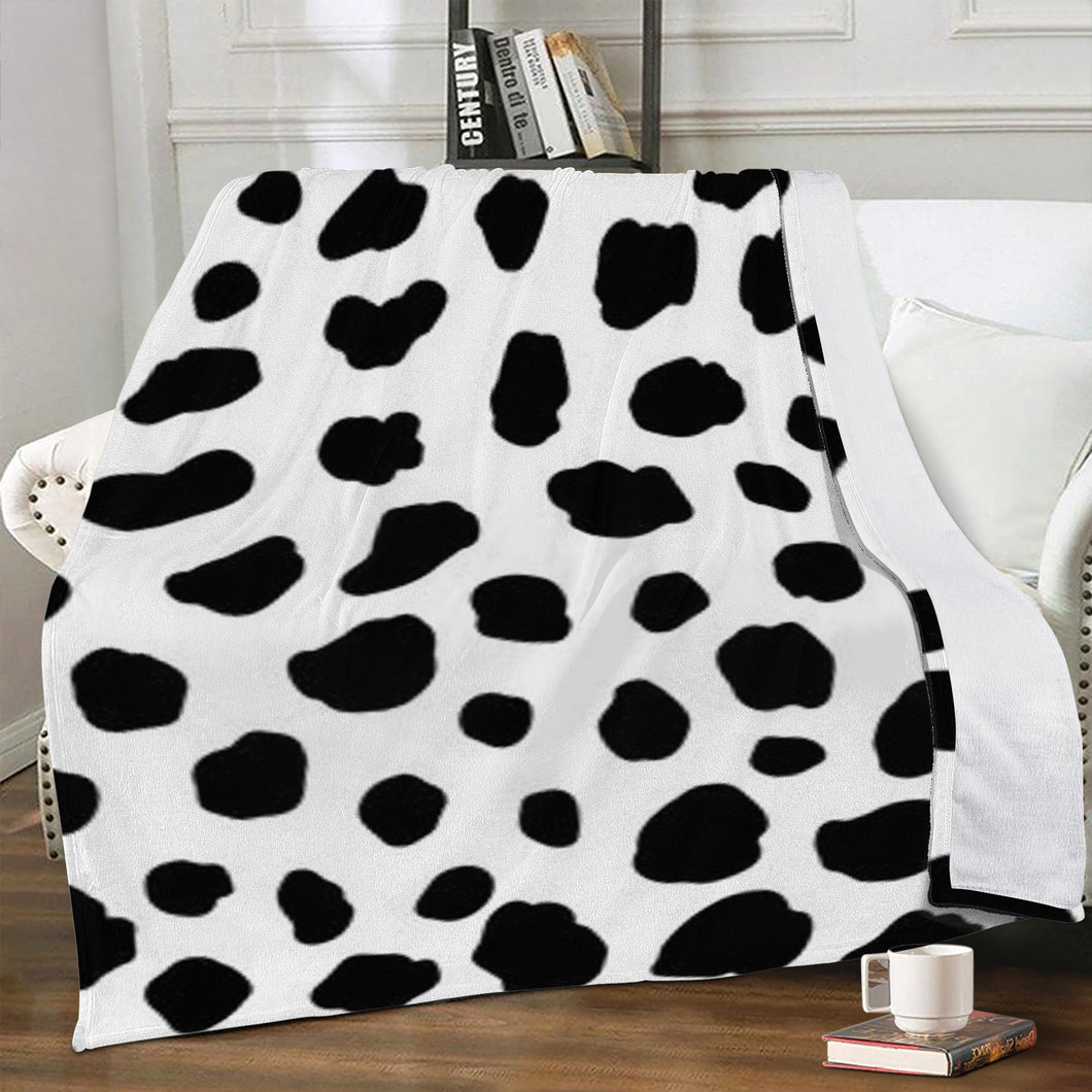 Ti Amo I love you - Exclusive Brand - White with Black Cow Spots - Micro Fleece Blankets