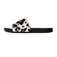 Load image into Gallery viewer, Ti Amo I love you  - Exclusive Brand - White with Black &amp; Spicy Mix Animal Spots  - Slide Sandals - Black Soles
