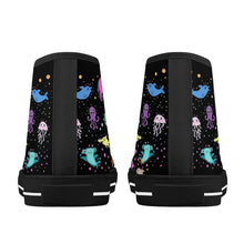 Load image into Gallery viewer, Ti Amo I love you - Exclusive Brand - Black - Sea Creatures - High-Top Canvas Shoes - Black Soles
